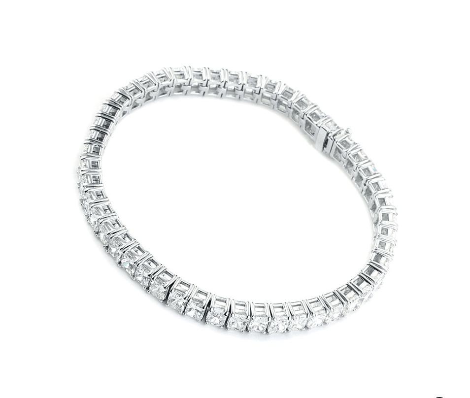 Radiant Cut Moissanite Tennis Bracelet In 925 Sterling Silver And Gr