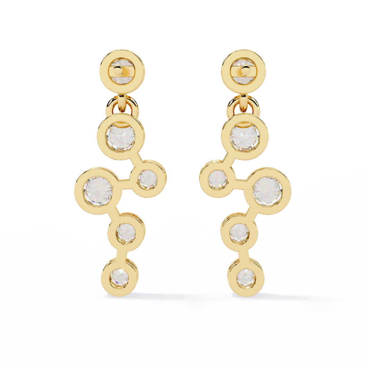 Lab grown diamond bezel drop earrings in 14K yellow gold