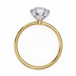 2 carat round lab grown diamond solitaire ring in gold, view 3