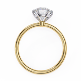 2 carat round lab grown diamond solitaire ring in gold, view 3