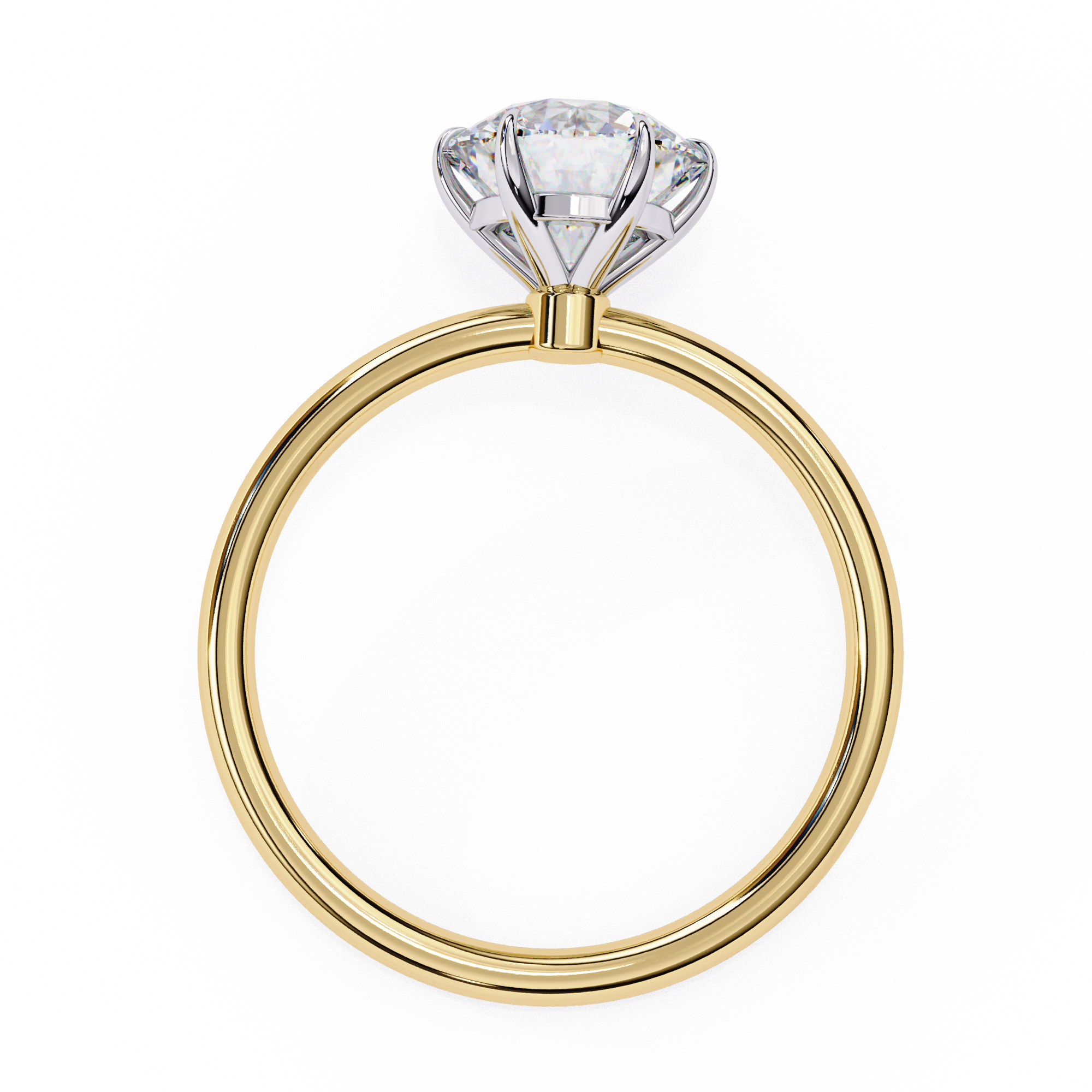 2 carat round lab grown diamond solitaire ring in gold, view 3