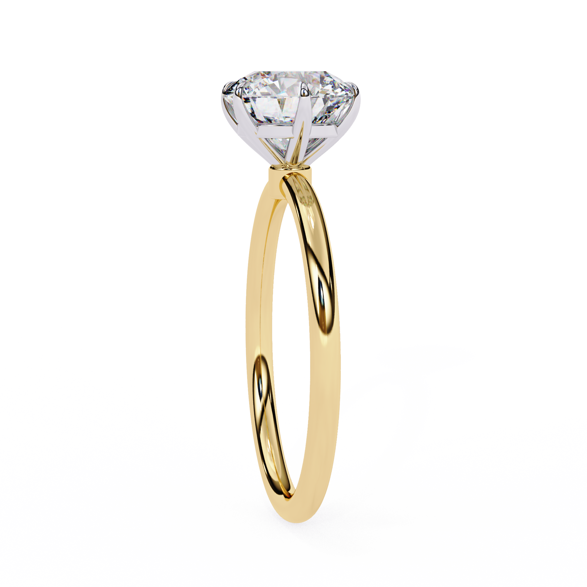 2 carat round lab grown diamond solitaire ring in gold, view 4