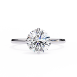 2 carat round lab grown diamond solitaire ring in gold, view 9