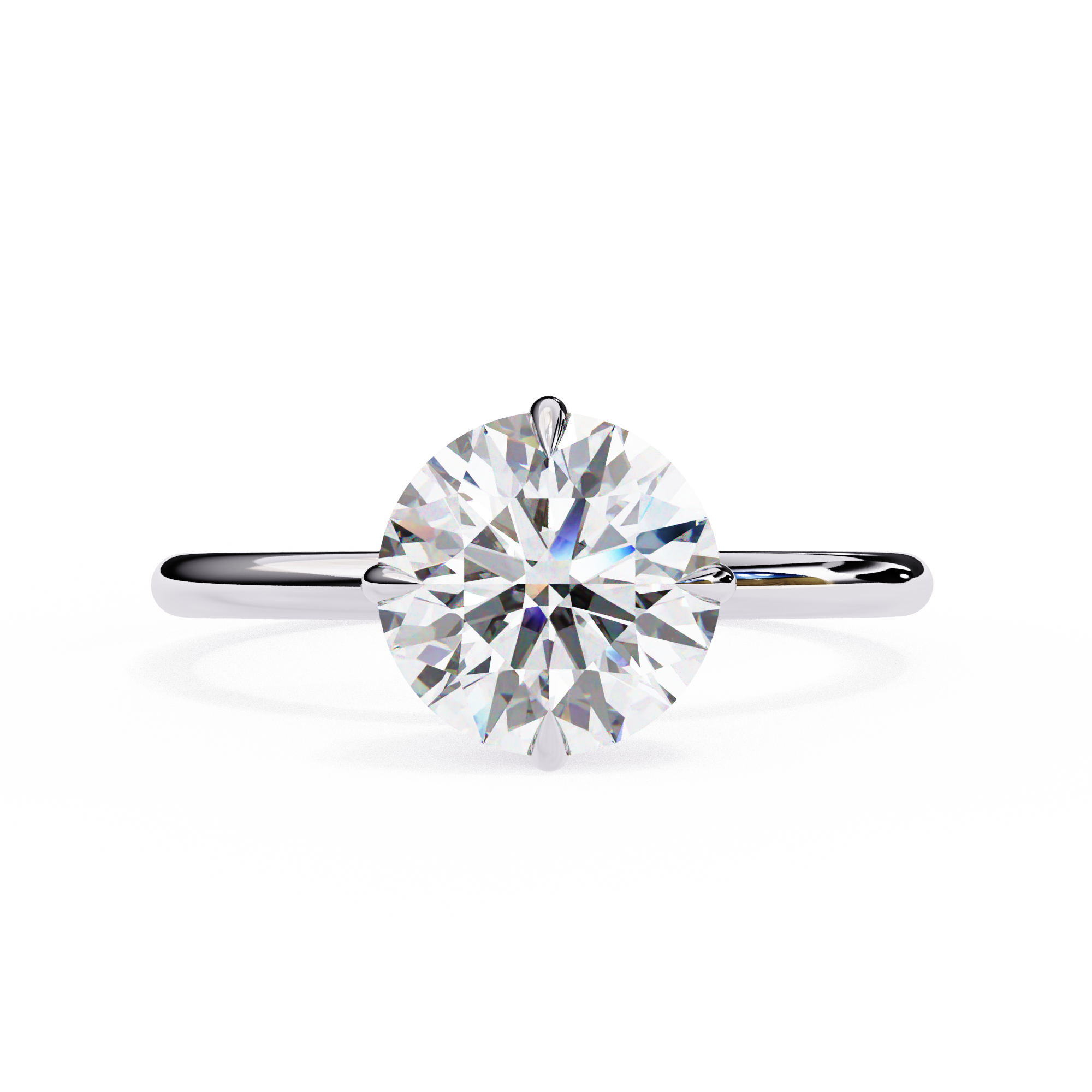 2 carat round lab grown diamond solitaire ring in gold, view 9