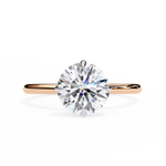 2 carat round lab grown diamond solitaire ring in gold, view 5