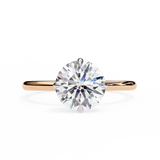 2 carat round lab grown diamond solitaire ring in gold, view 5