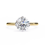 2 carat round lab grown diamond solitaire ring in gold