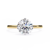 2 carat round lab grown diamond solitaire ring in gold