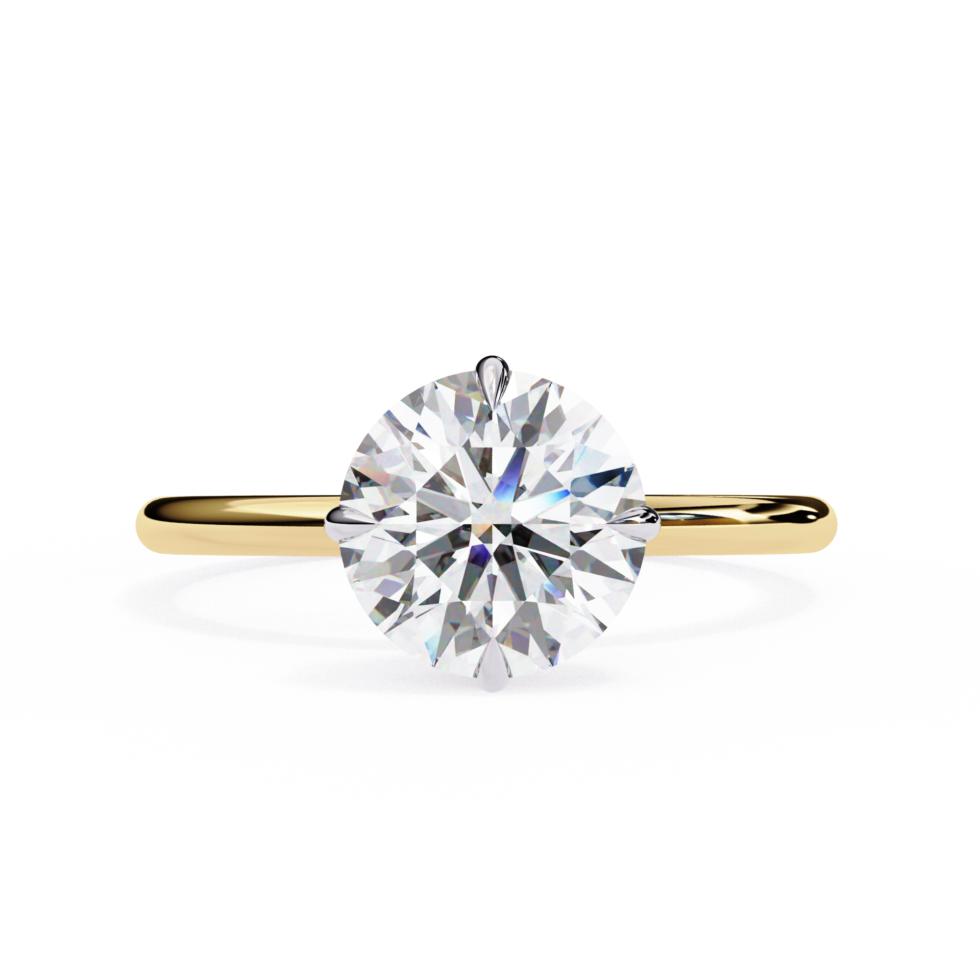 2 carat round lab grown diamond solitaire ring in gold