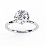 2 carat round lab grown diamond solitaire ring in gold, view 10