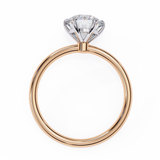 2 carat round lab grown diamond solitaire ring in gold, view 8