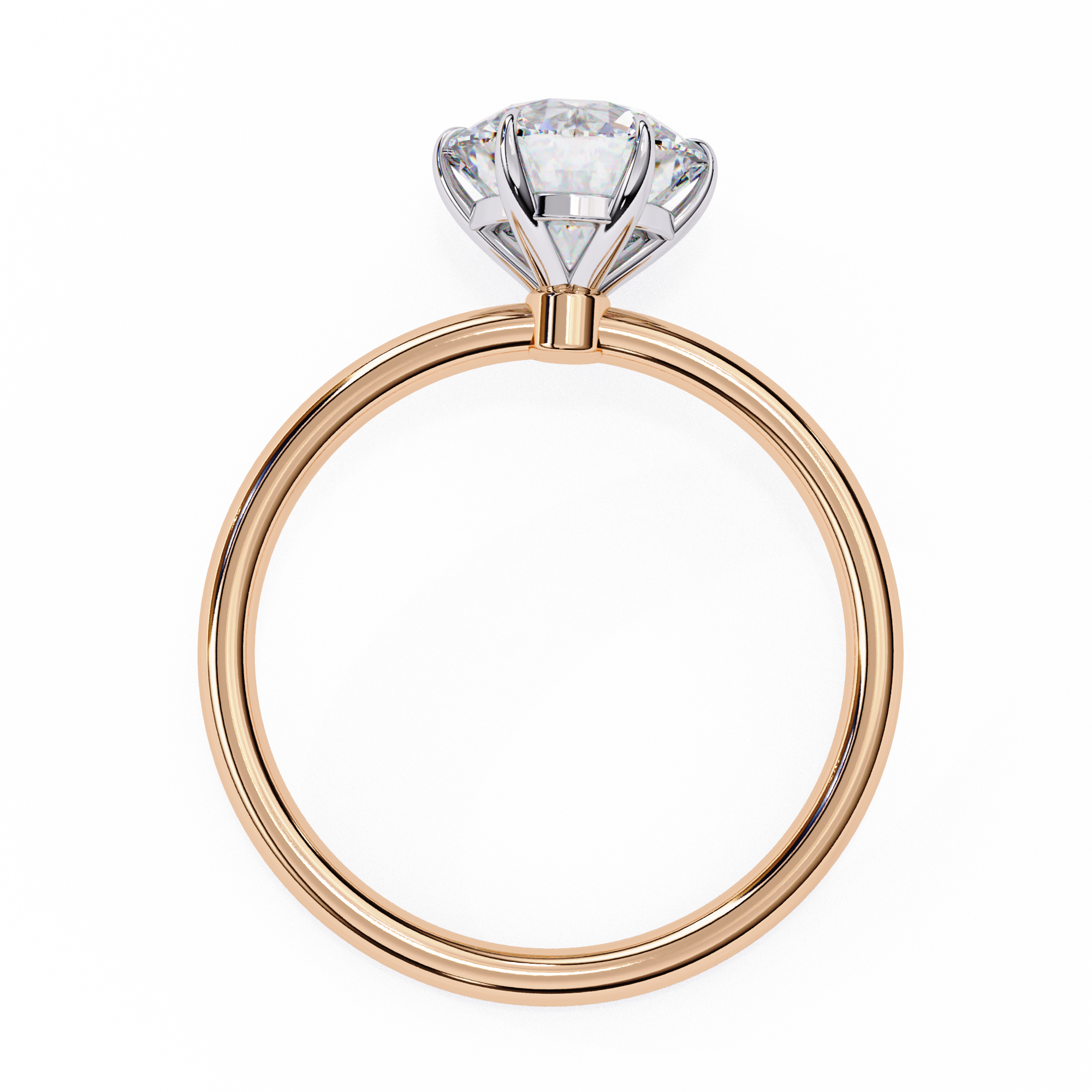 2 carat round lab grown diamond solitaire ring in gold, view 8