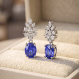 Blue Sapphire Ear-rings in 9K Gold/925 Silver |WOKE