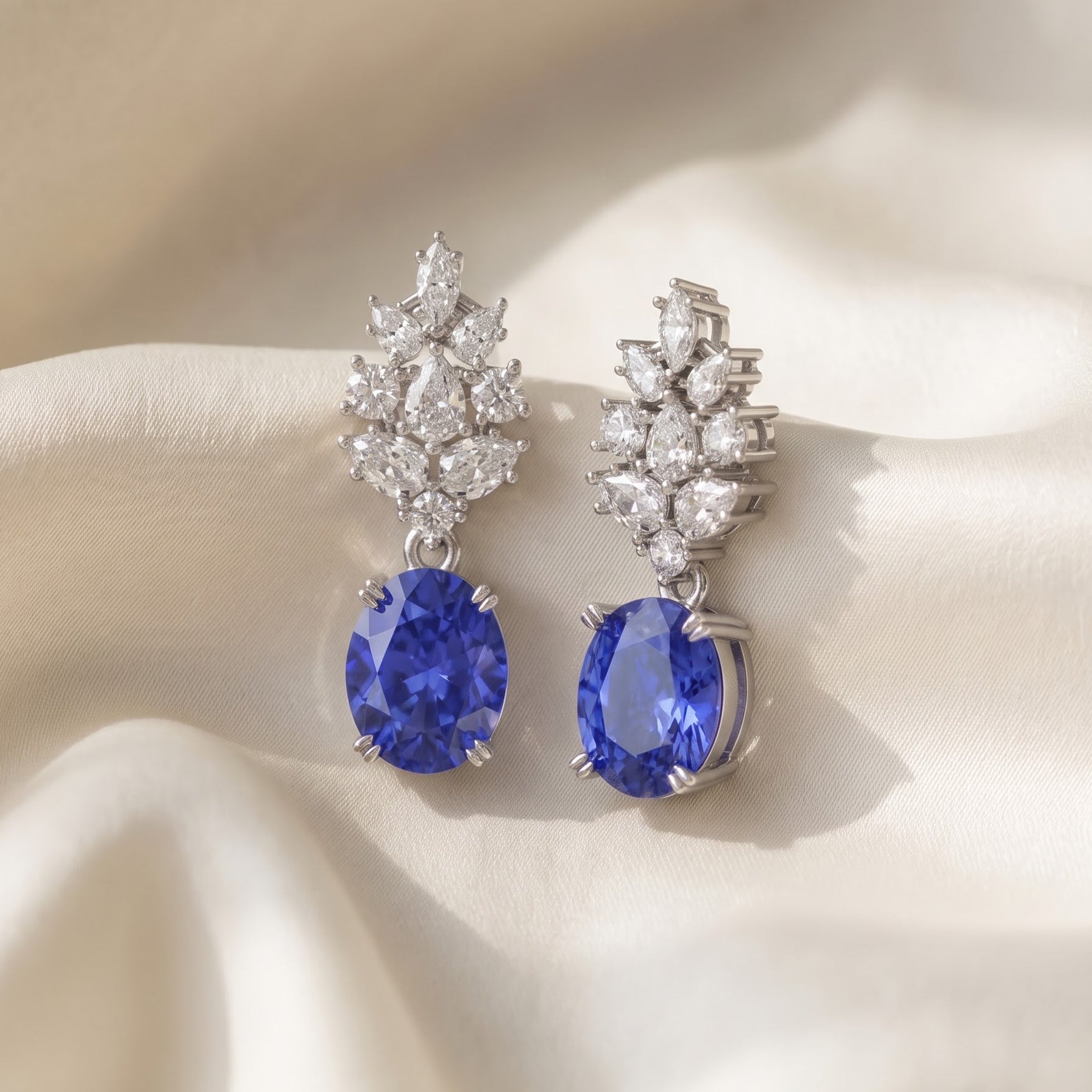 Blue Sapphire Ear-rings in 9K Gold/925 Silver |WOKE