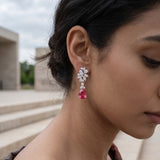 Lab Grown Emerald & Moissanite Ear-rings in 9K Gold/925 Silver |WOKE