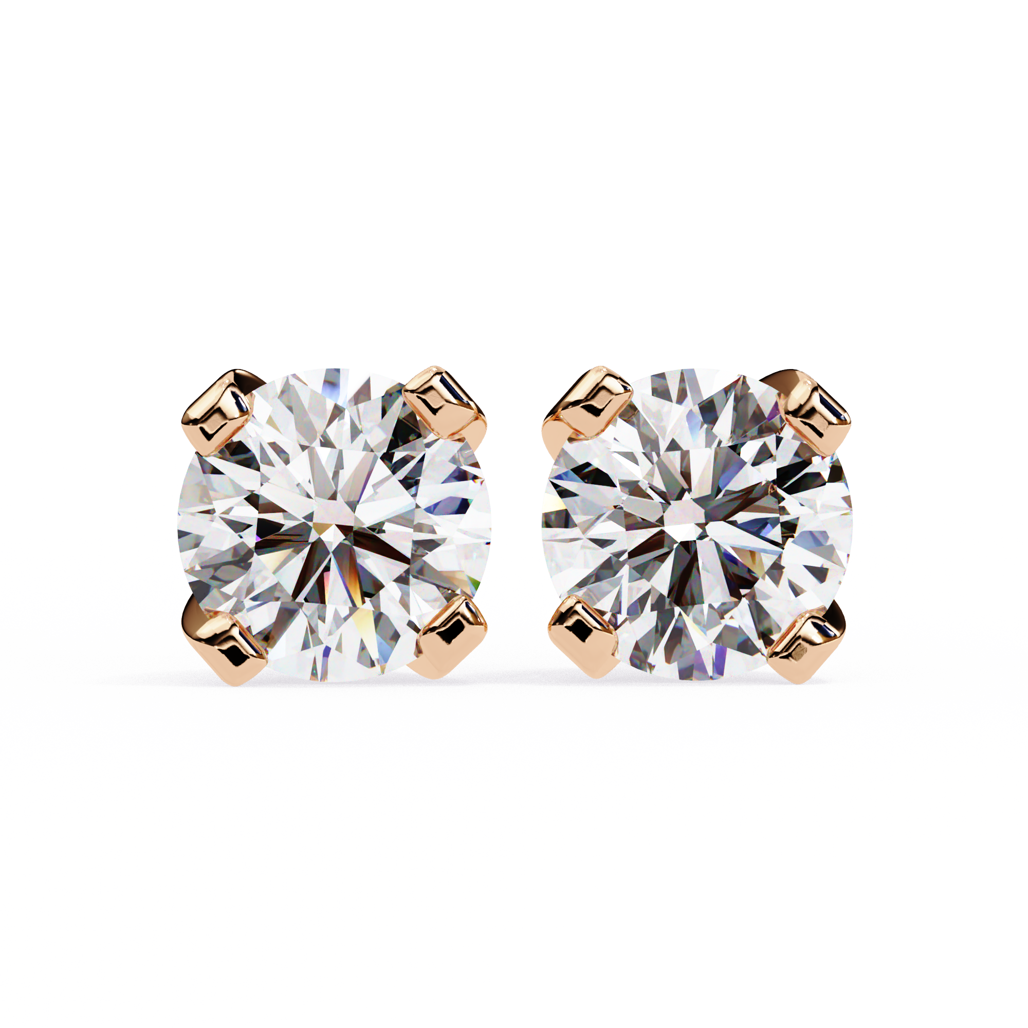 WOKE ™ 1.40 CARAT VVS-EF Tab prong Round CUT Lab Grown Diamond Studs in 14/18k Gold