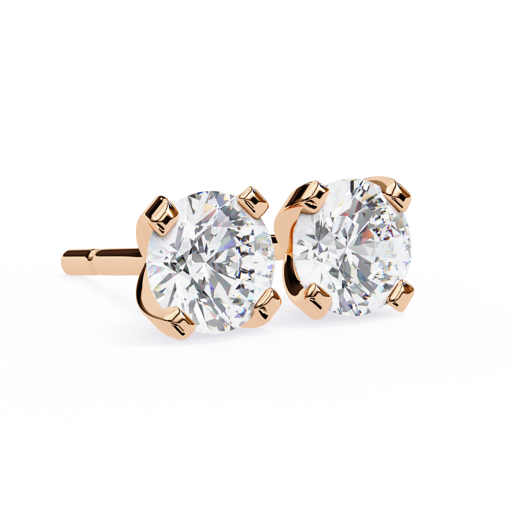 WOKE ™ 1.40 CARAT VVS-EF Tab prong Round CUT Lab Grown Diamond Studs in 14/18k Gold