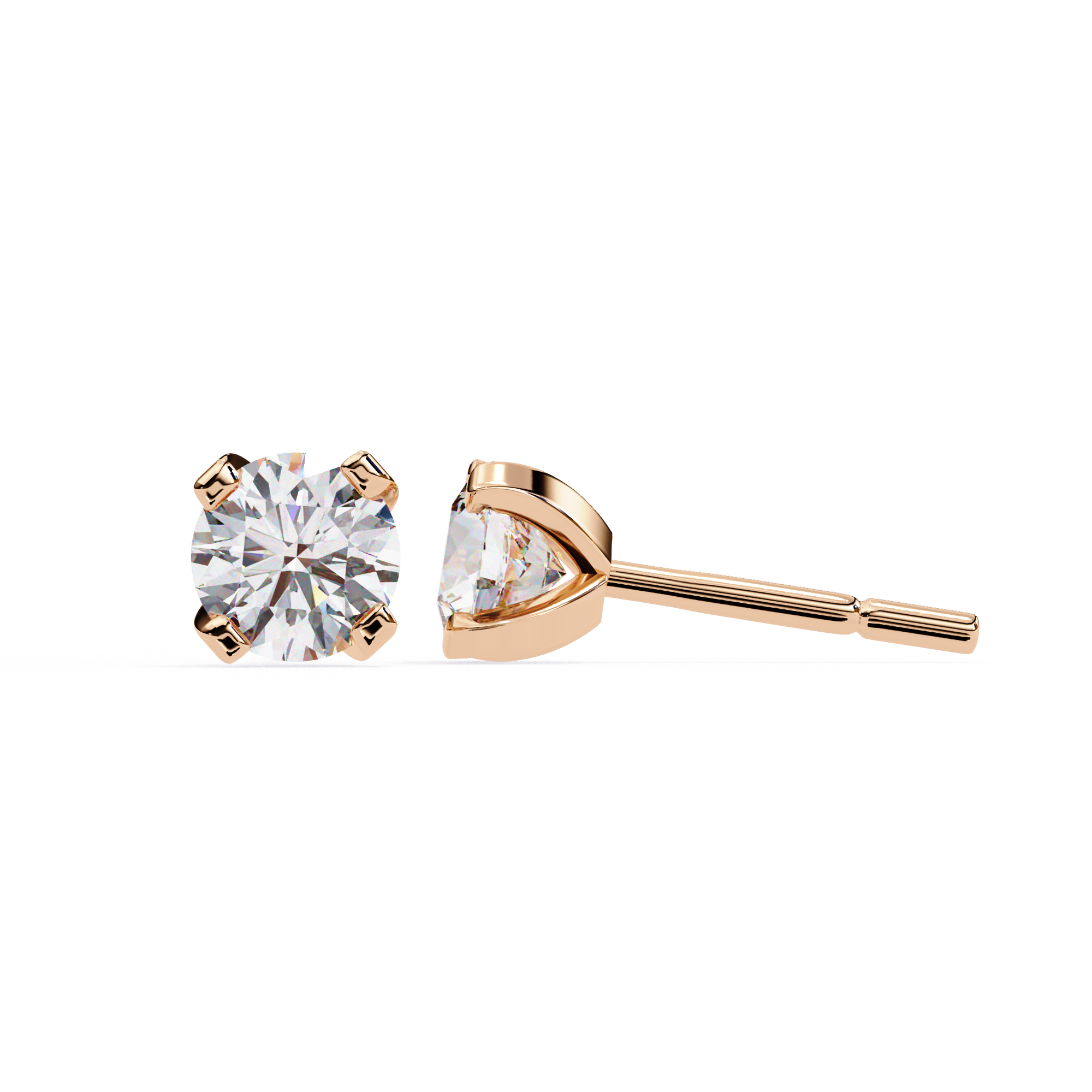 WOKE ™ 1.40 CARAT VVS-EF Tab prong Round CUT Lab Grown Diamond Studs in 14/18k Gold