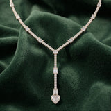 Round Heart Emerald & Oval Cut Lab Grown Diamond Necklace in 9K Gold/14K Gold |WOKE