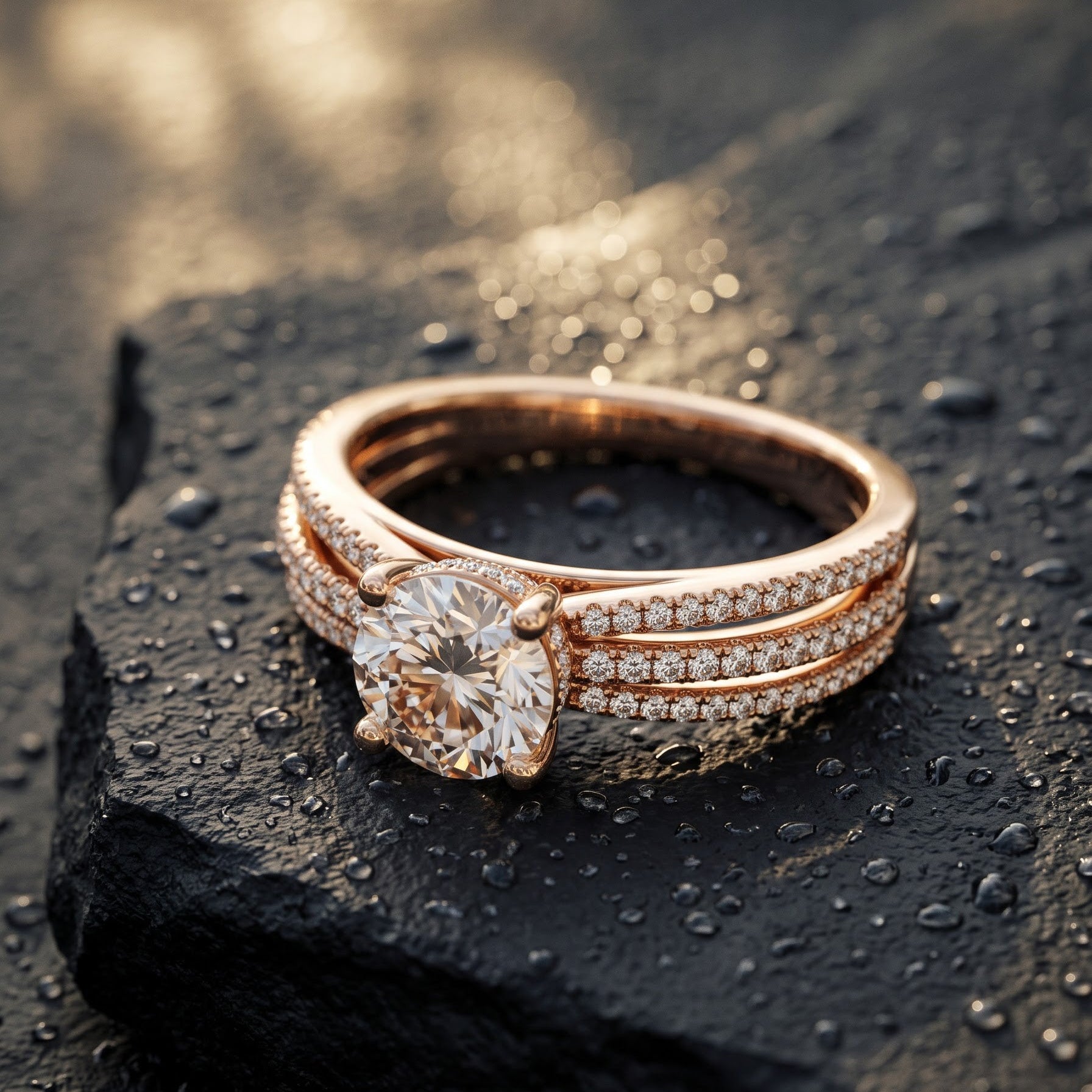 Round Lab Grown Diamond Ring in 9K Gold/14K Gold |WOKE