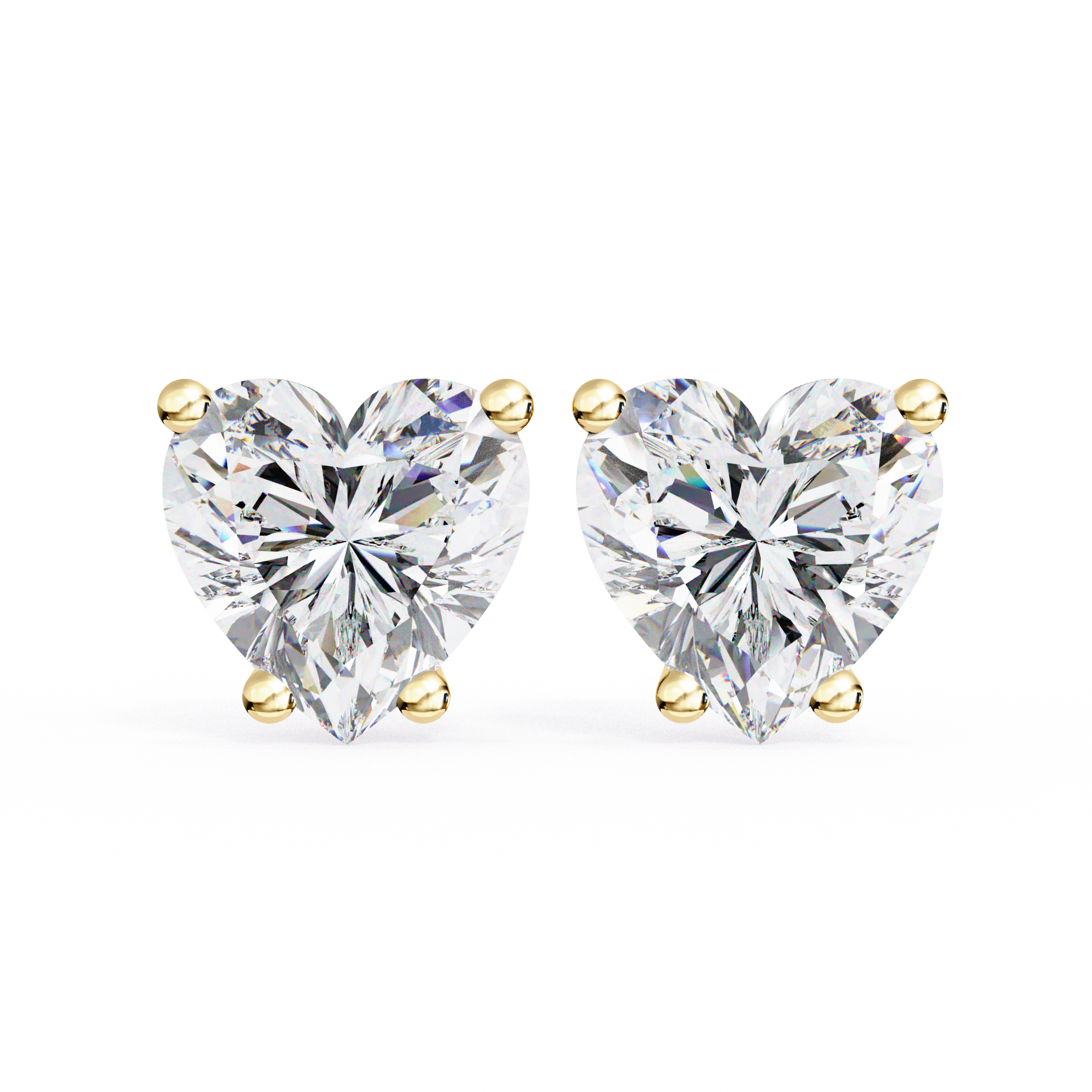 WOKE ™ 2.00 CARAT VVS-EF Heart cut Lab Grown Diamond Studs in 14/18k Gold