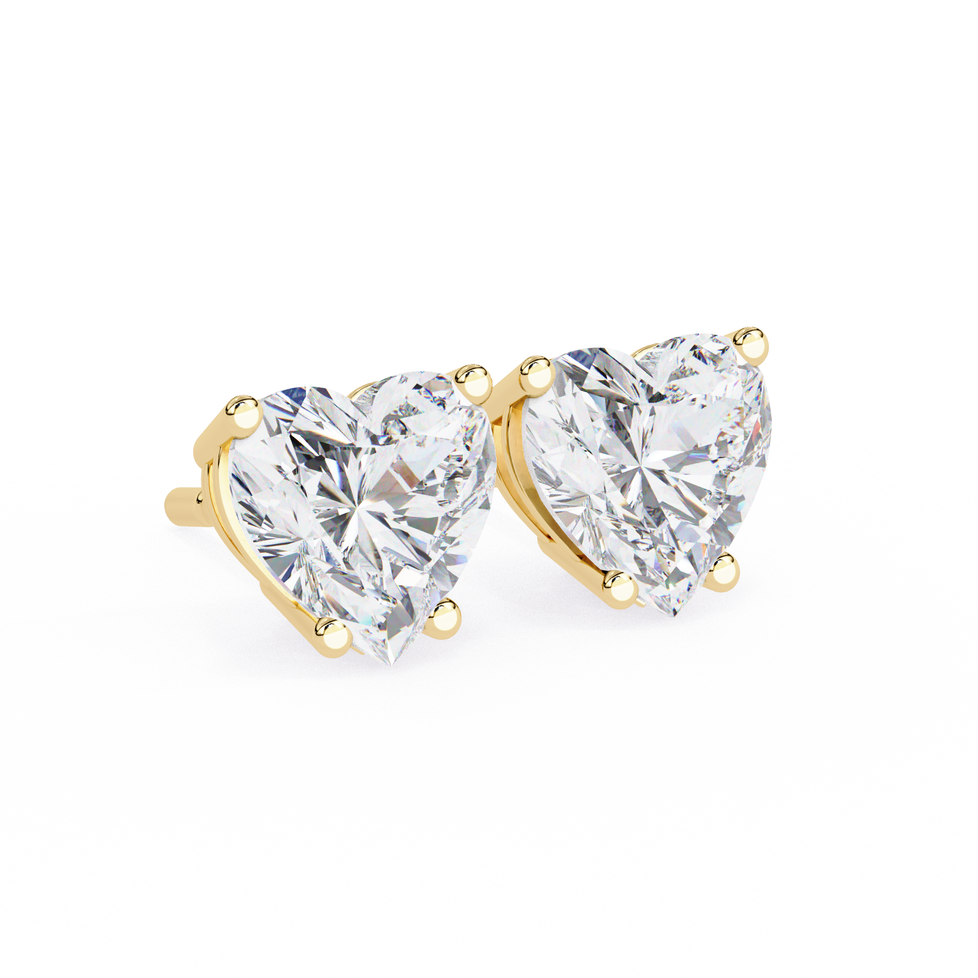 WOKE ™ 2.00 CARAT VVS-EF Heart cut Lab Grown Diamond Studs in 14/18k Gold