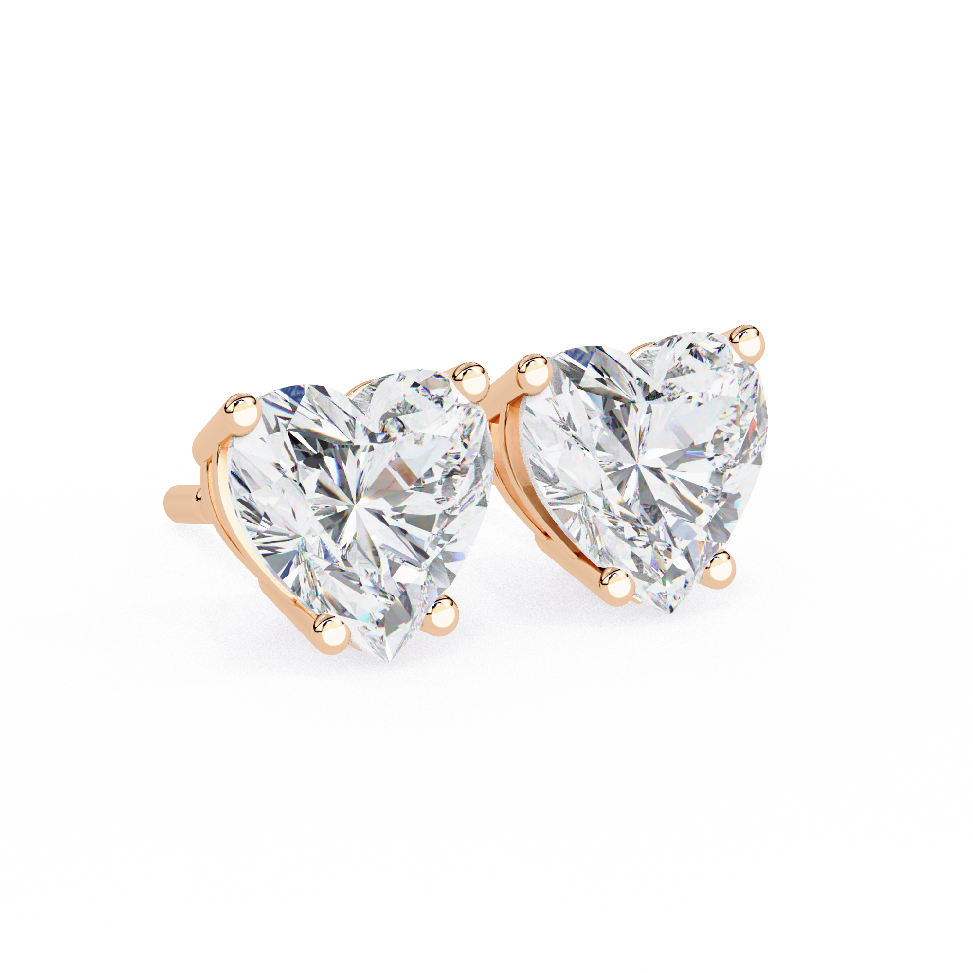 WOKE ™ 2.00 CARAT VVS-EF Heart cut Lab Grown Diamond Studs in 14/18k Gold