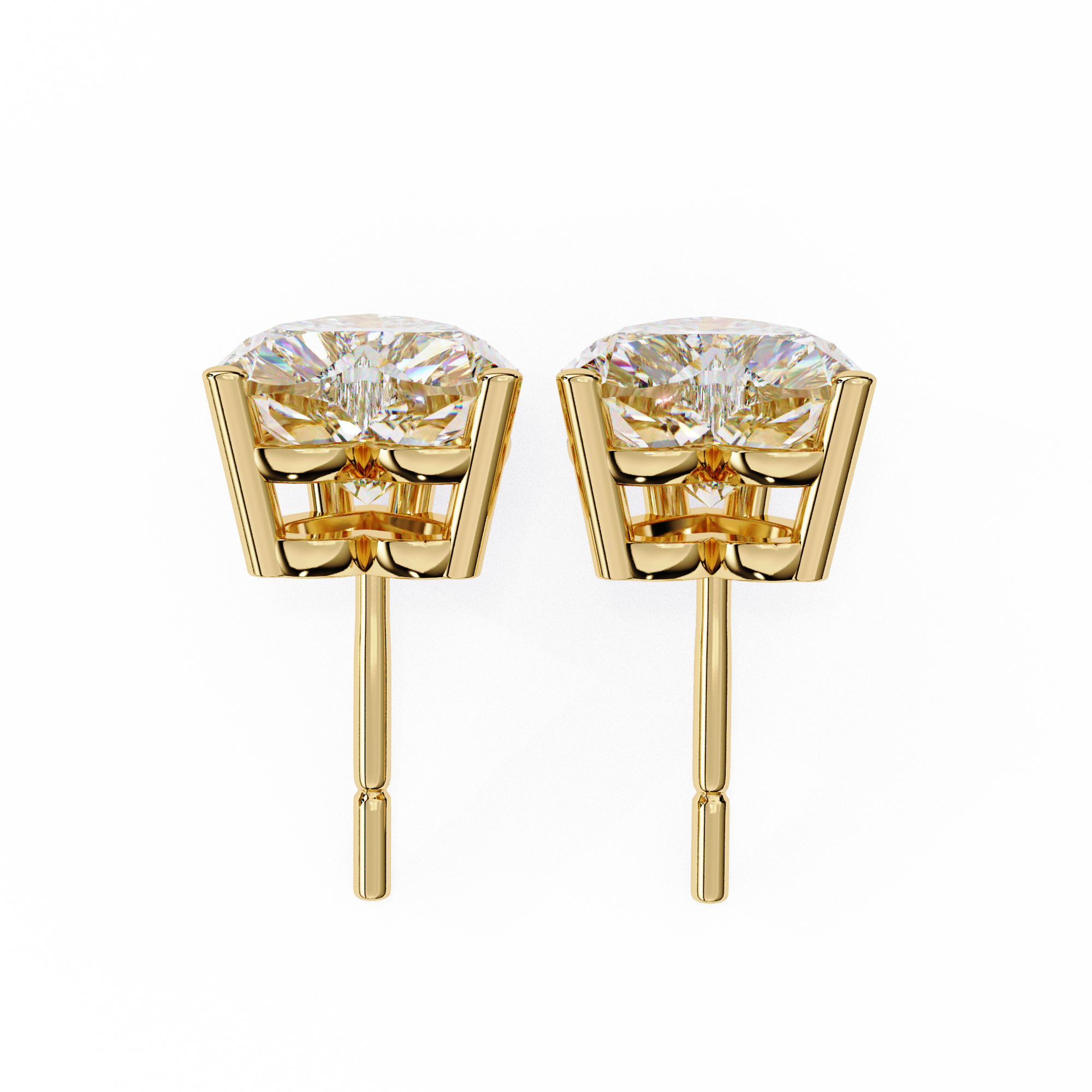 WOKE ™ 2.00 CARAT VVS-EF Heart cut Lab Grown Diamond Studs in 14/18k Gold