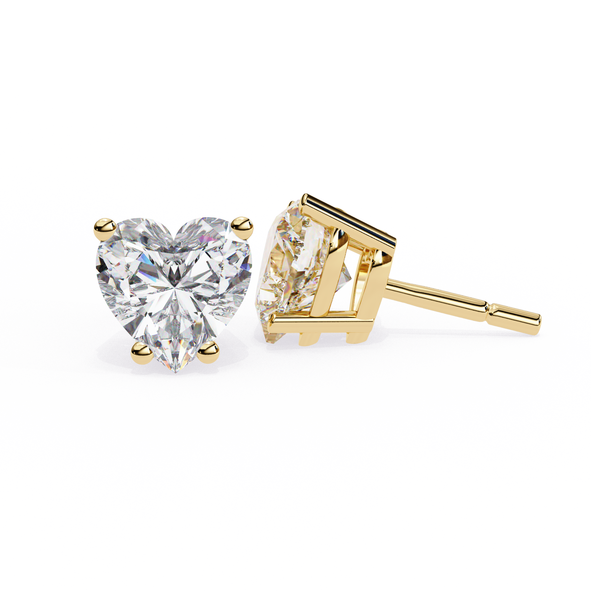 WOKE ™ 2.00 CARAT VVS-EF Heart cut Lab Grown Diamond Studs in 14/18k Gold