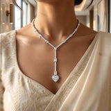Round Heart Emerald & Oval Cut Lab Grown Diamond Necklace in 9K Gold/14K Gold |WOKE