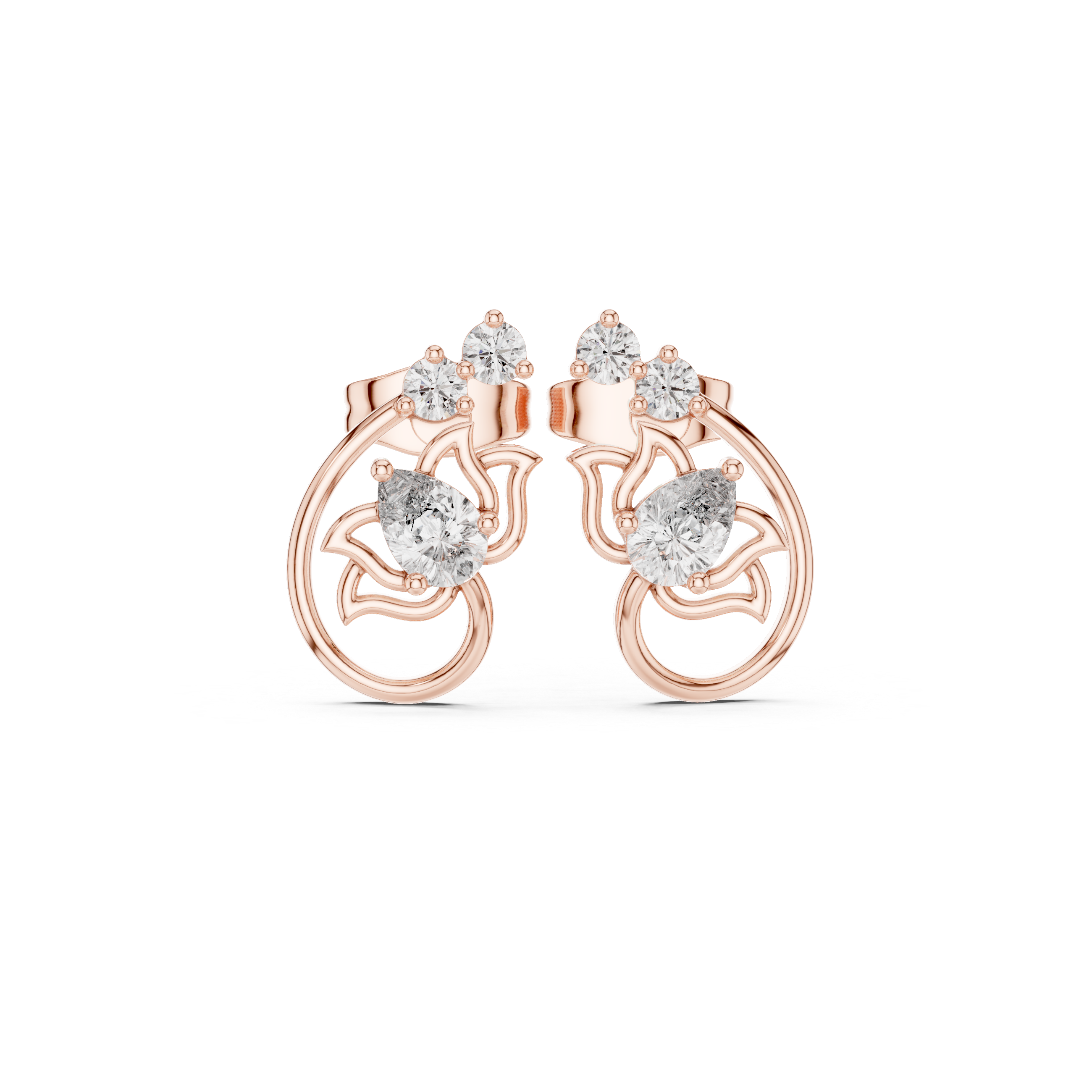 0.14 Round & Pear Moissanite Studs in 9K Gold/925 Silver |WOKE