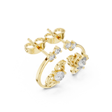 0.14 CT Round and Pear Lab Grown Diamond Lotus studs |WOKE