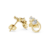 0.14 CT Round and Pear Lab Grown Diamond Lotus studs |WOKE