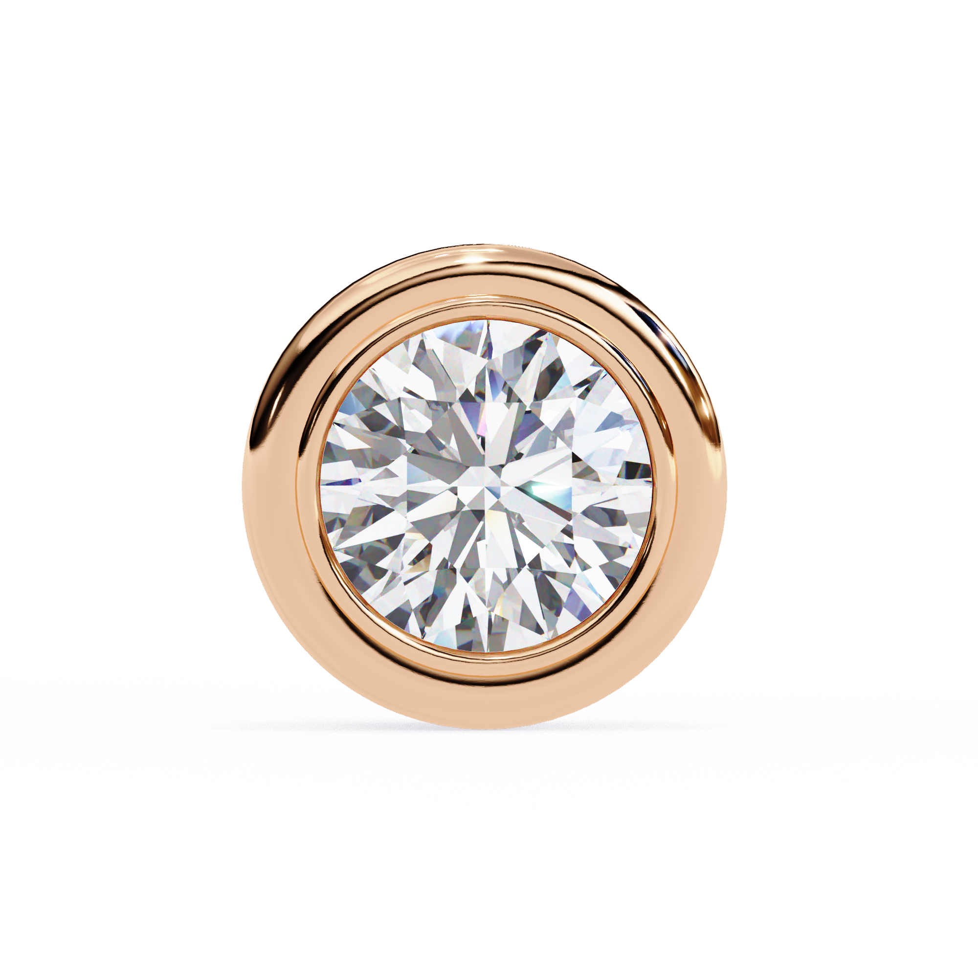 WOKE ™ 1.00 CARAT VVS-EF Bezel round cut Lab Grown Diamond Studs in 14/18k Gold