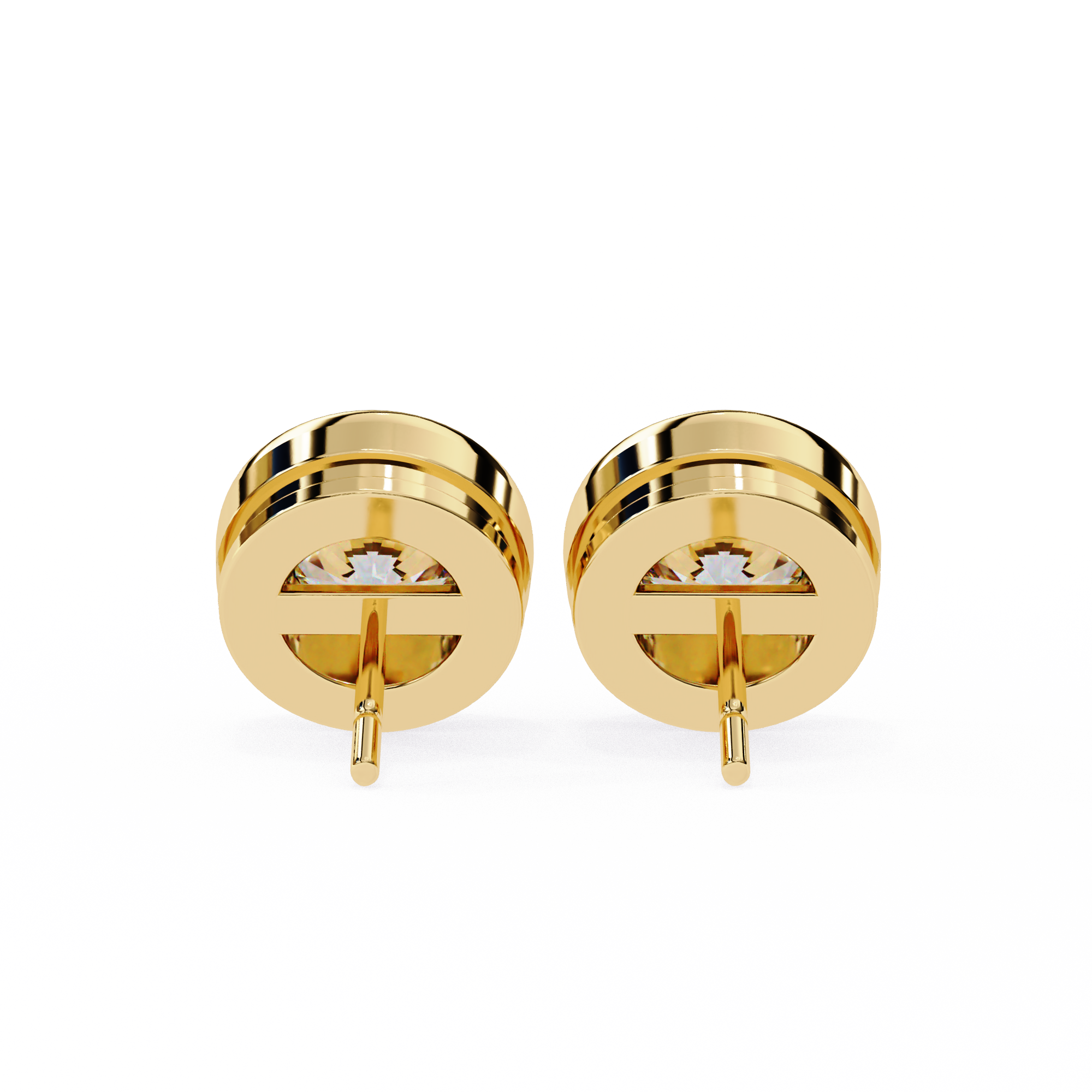 WOKE ™ 1.00 CARAT VVS-EF Bezel round cut Lab Grown Diamond Studs in 14/18k Gold