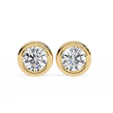 WOKE ™ 1.00 CARAT VVS-EF Bezel round cut Lab Grown Diamond Studs in 14/18k Gold