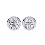 WOKE ™ 1.00 CARAT VVS-EF Bezel round cut Lab Grown Diamond Studs in 14/18k Gold