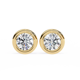 WOKE ™ 1.00 CARAT VVS-EF Bezel round cut Lab Grown Diamond Studs in 14/18k Gold