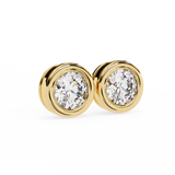 WOKE ™ 1.00 CARAT VVS-EF Bezel round cut Lab Grown Diamond Studs in 14/18k Gold