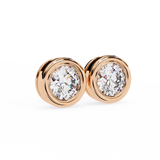 WOKE ™ 1.00 CARAT VVS-EF Bezel round cut Lab Grown Diamond Studs in 14/18k Gold