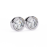 WOKE ™ 1.00 CARAT VVS-EF Bezel round cut Lab Grown Diamond Studs in 14/18k Gold