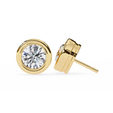WOKE ™ 1.00 CARAT VVS-EF Bezel round cut Lab Grown Diamond Studs in 14/18k Gold