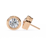 WOKE ™ 1.00 CARAT VVS-EF Bezel round cut Lab Grown Diamond Studs in 14/18k Gold