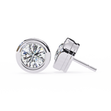 WOKE ™ 1.00 CARAT VVS-EF Bezel round cut Lab Grown Diamond Studs in 14/18k Gold