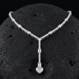 Round Heart Emerald & Oval Cut Lab Grown Diamond Necklace in 9K Gold/14K Gold |WOKE