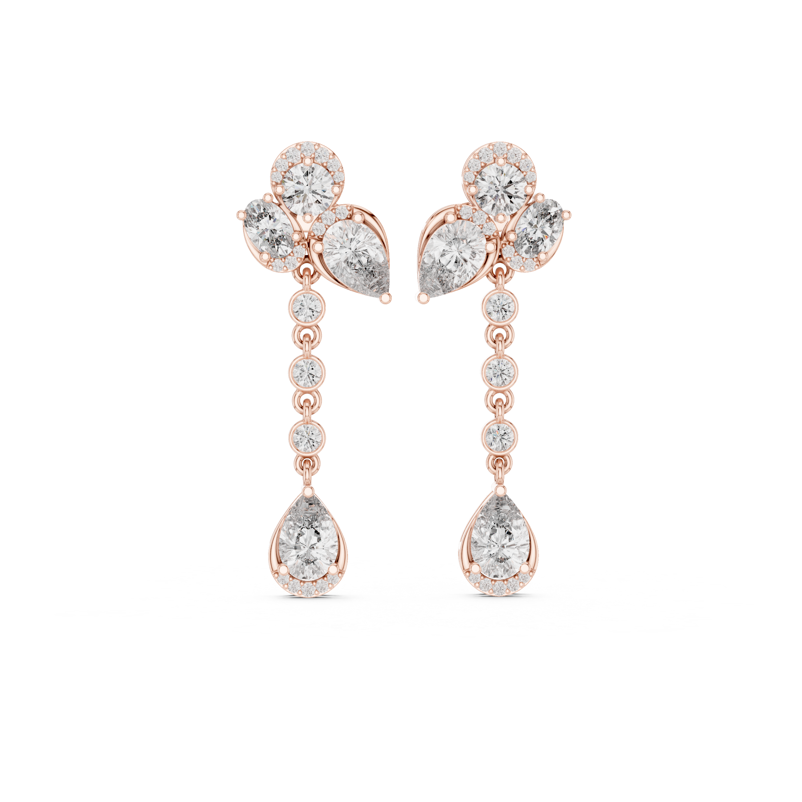 5.568 CT Round Oval & Pear Lab Grown Diamond Studs in 9K/14K Gold |WOKE