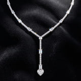 Round Heart Emerald & Oval Cut Lab Grown Diamond Necklace in 9K Gold/14K Gold |WOKE