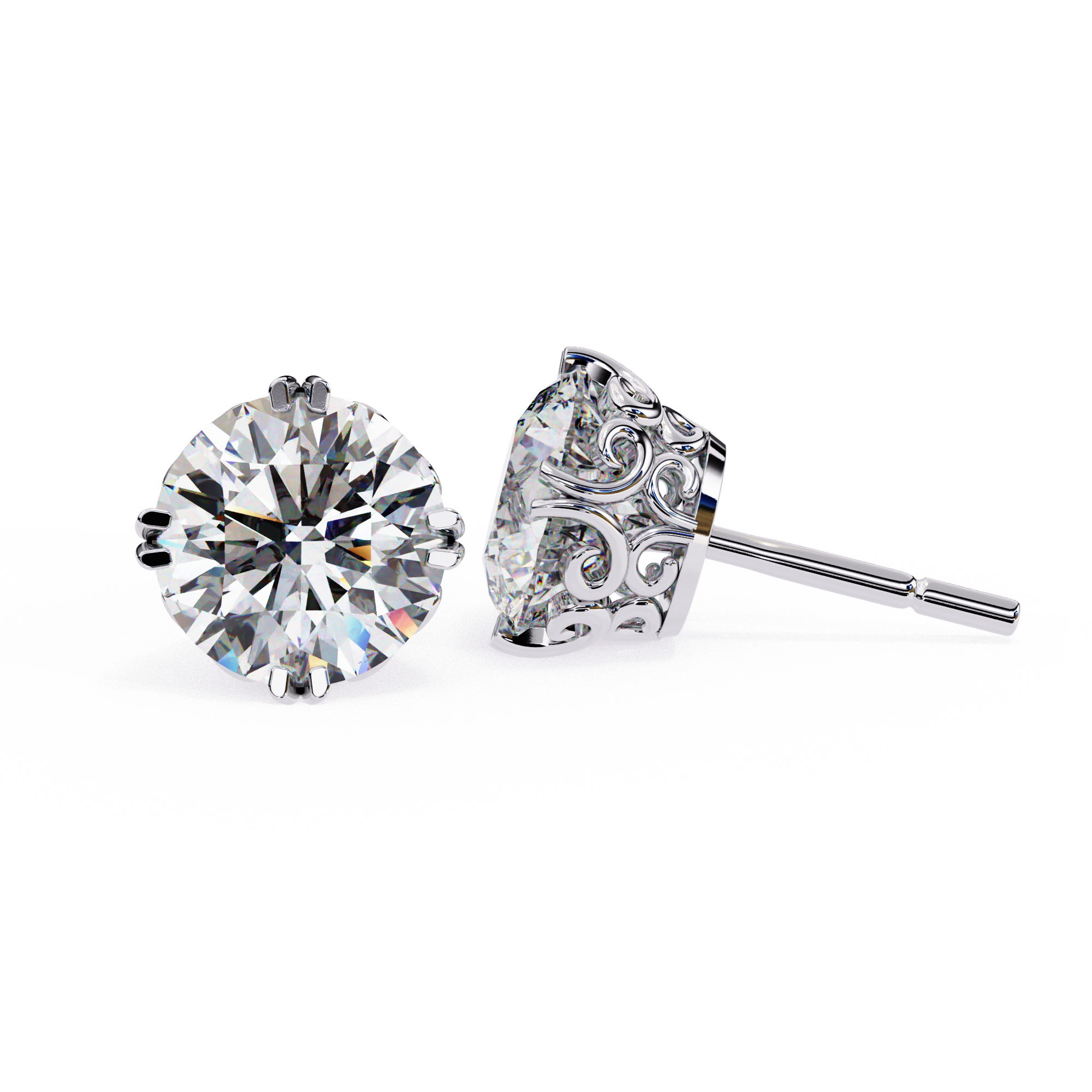 WOKE ™ 1.20 CARAT VVS-EF Turkey round cut Lab Grown Diamond Studs in 14/18k Gold