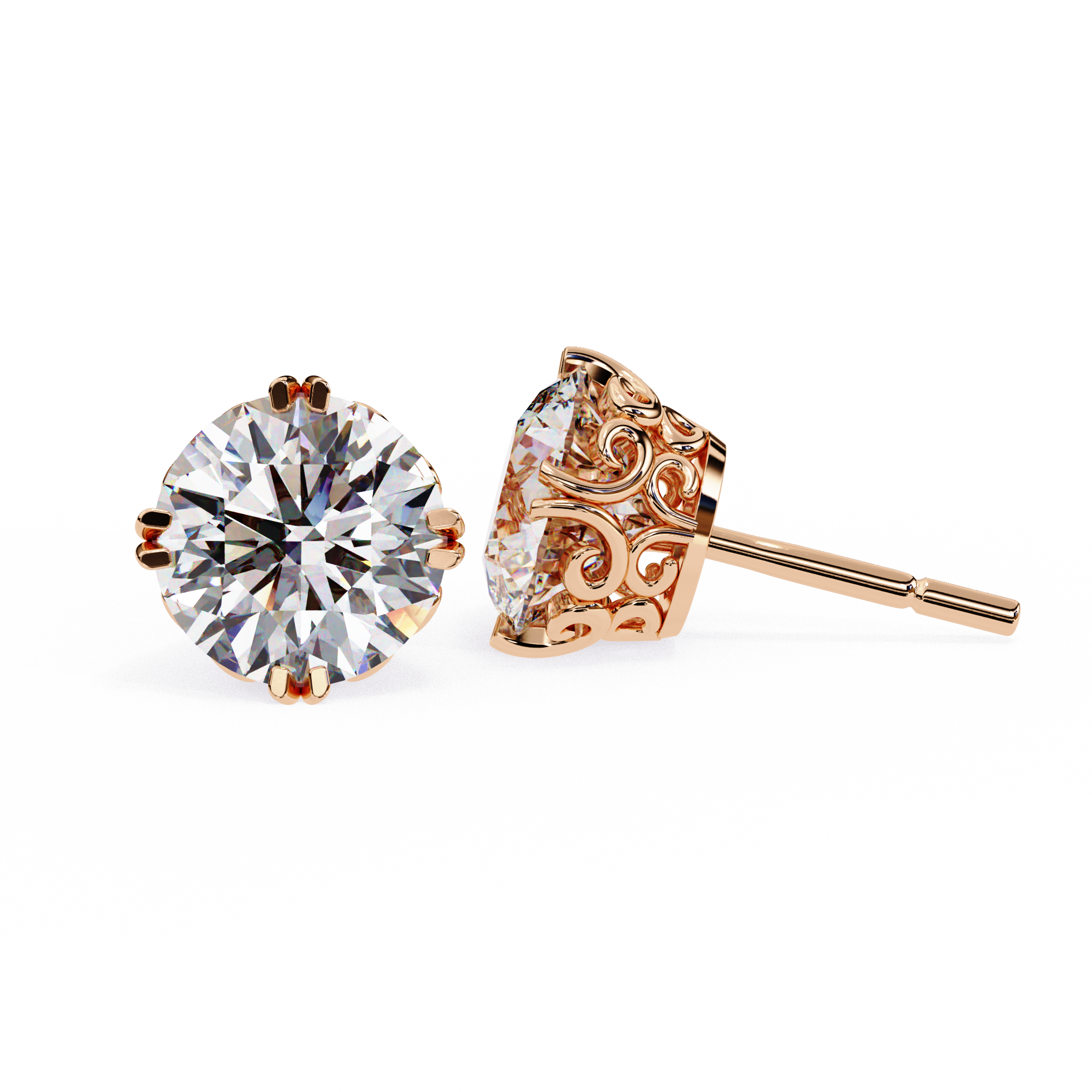 WOKE ™ 1.20 CARAT VVS-EF Turkey round cut Lab Grown Diamond Studs in 14/18k Gold