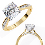 WOKE ™ 1.35 CARAT VVS-EF Cushion Lab Grown Diamond ring in 9K/14K/18k Gold